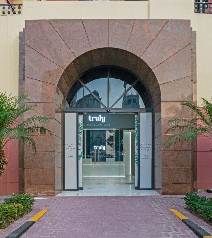 The entrance to Truly Dental in Dubai Healthcare City